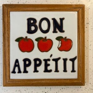 Bon Appetit Ceramic Art with Red Apples